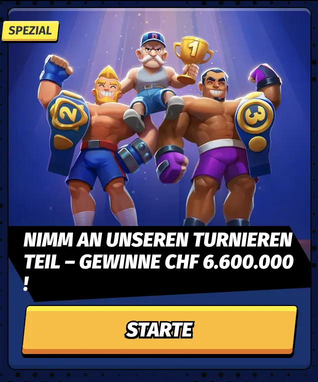 Casino Turniere BigClash BigClash Casino Turnier mit drei Figuren und Pokalen